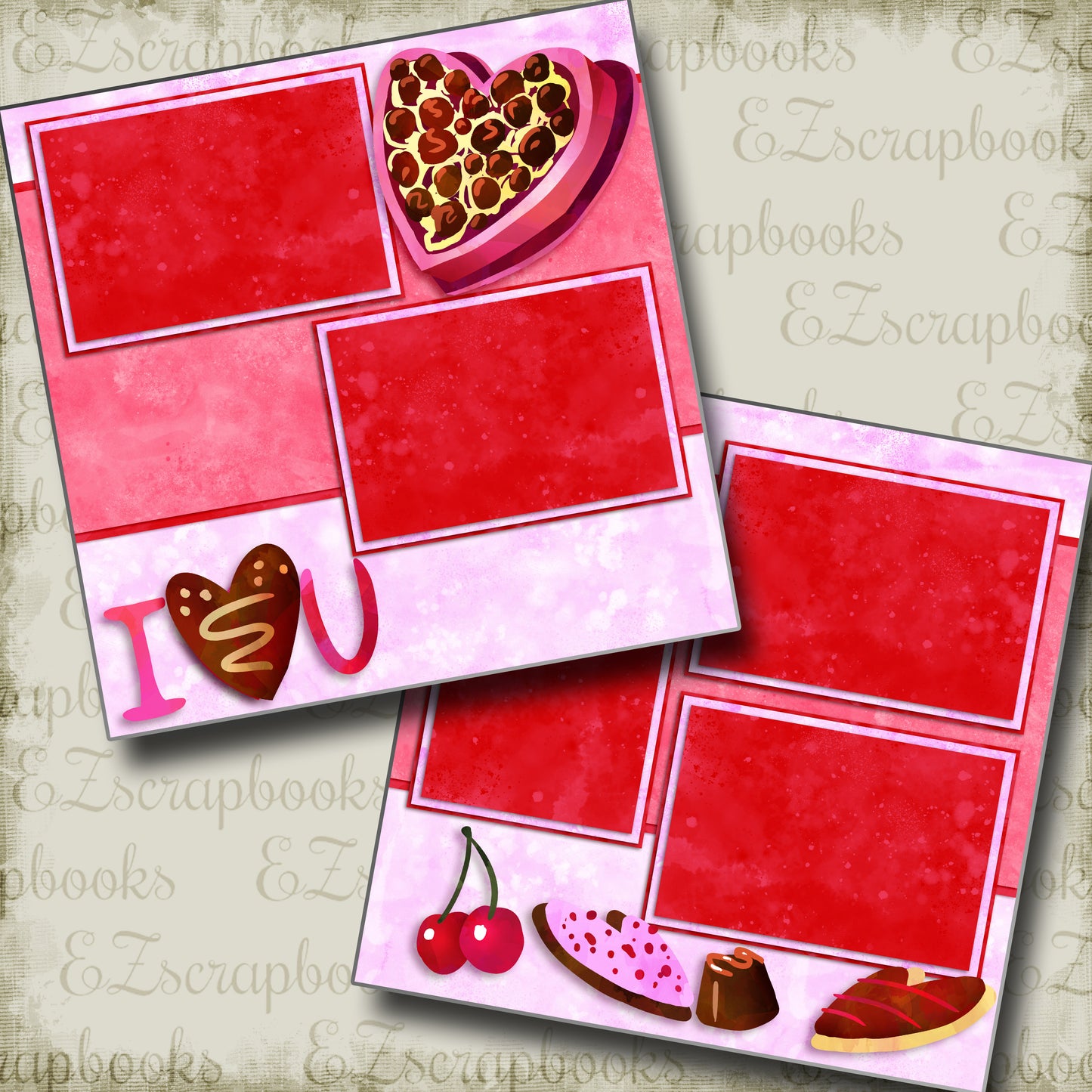 I Heart U - 2787 - EZscrapbooks Scrapbook Layouts Love - Valentine
