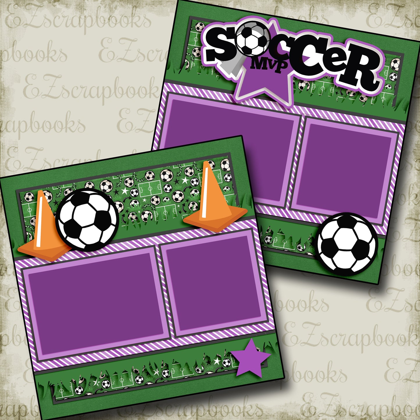 Soccer MVP Purple - 3314 - EZscrapbooks Scrapbook Layouts soccer, Sports