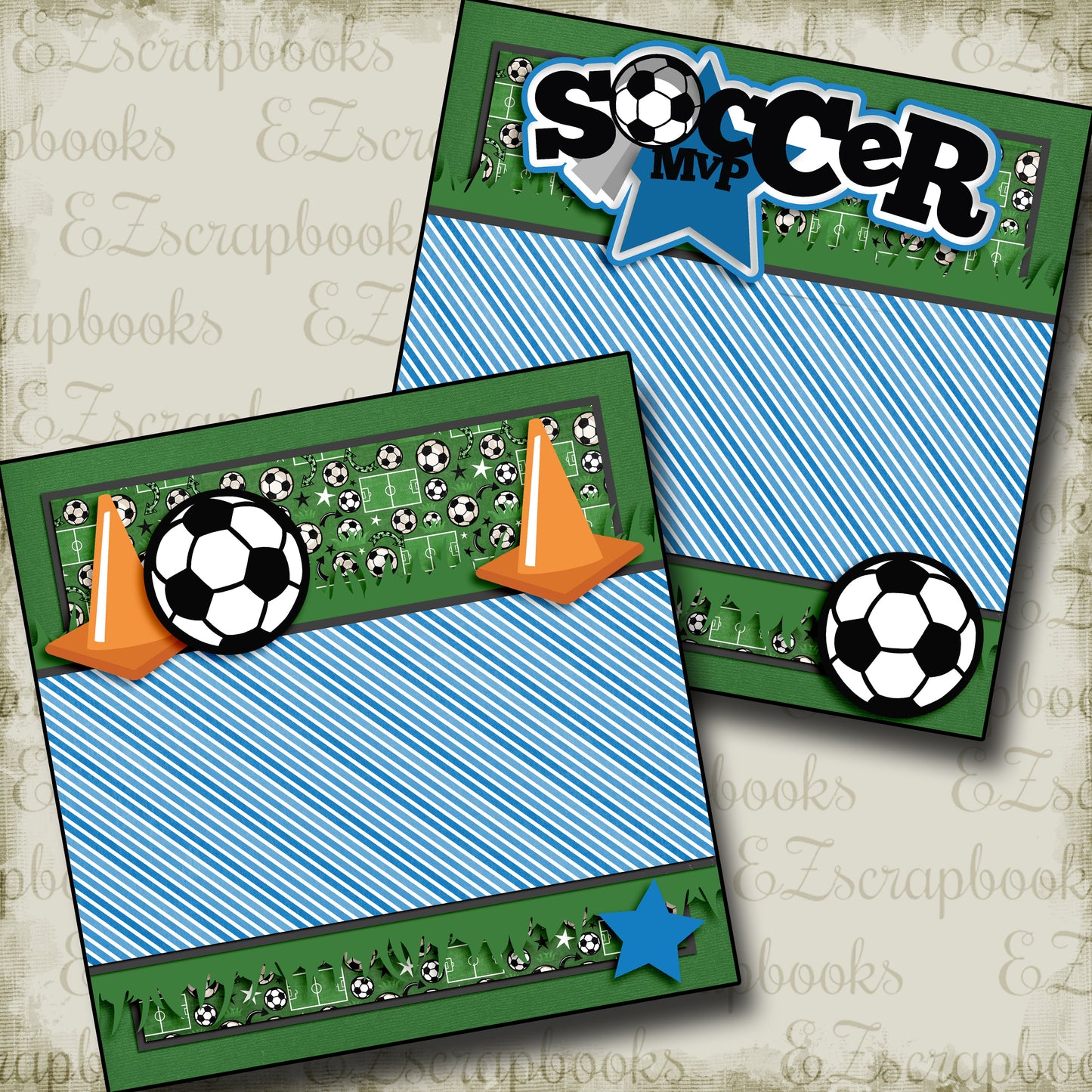 Soccer MVP Blue NPM - 3321 - EZscrapbooks Scrapbook Layouts soccer, Sports
