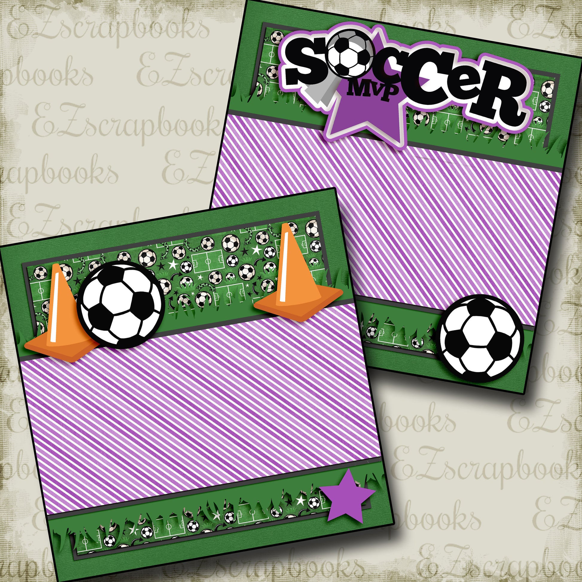 Soccer MVP Purple NPM - 3315 - EZscrapbooks Scrapbook Layouts soccer, Sports