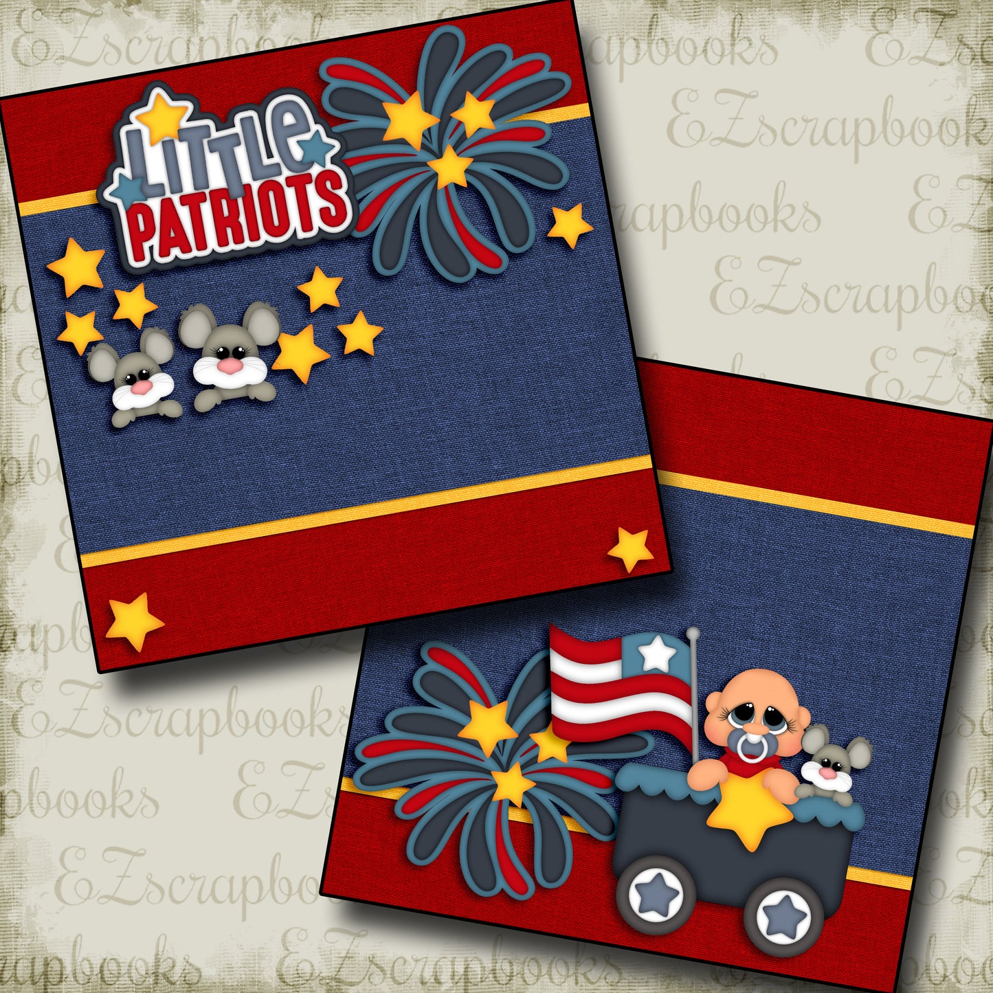 Little Patriots Baby Boy NPM - 2806 - EZscrapbooks Scrapbook Layouts Baby - Toddler, July 4th - Patriotic
