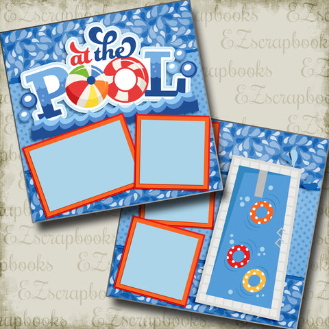 At the Pool - 3206 - EZscrapbooks Scrapbook Layouts Swimming - Pool