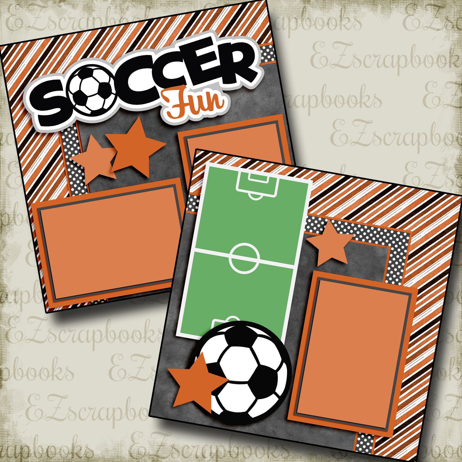 Soccer Fun Orange - 3288 - EZscrapbooks Scrapbook Layouts soccer, Sports