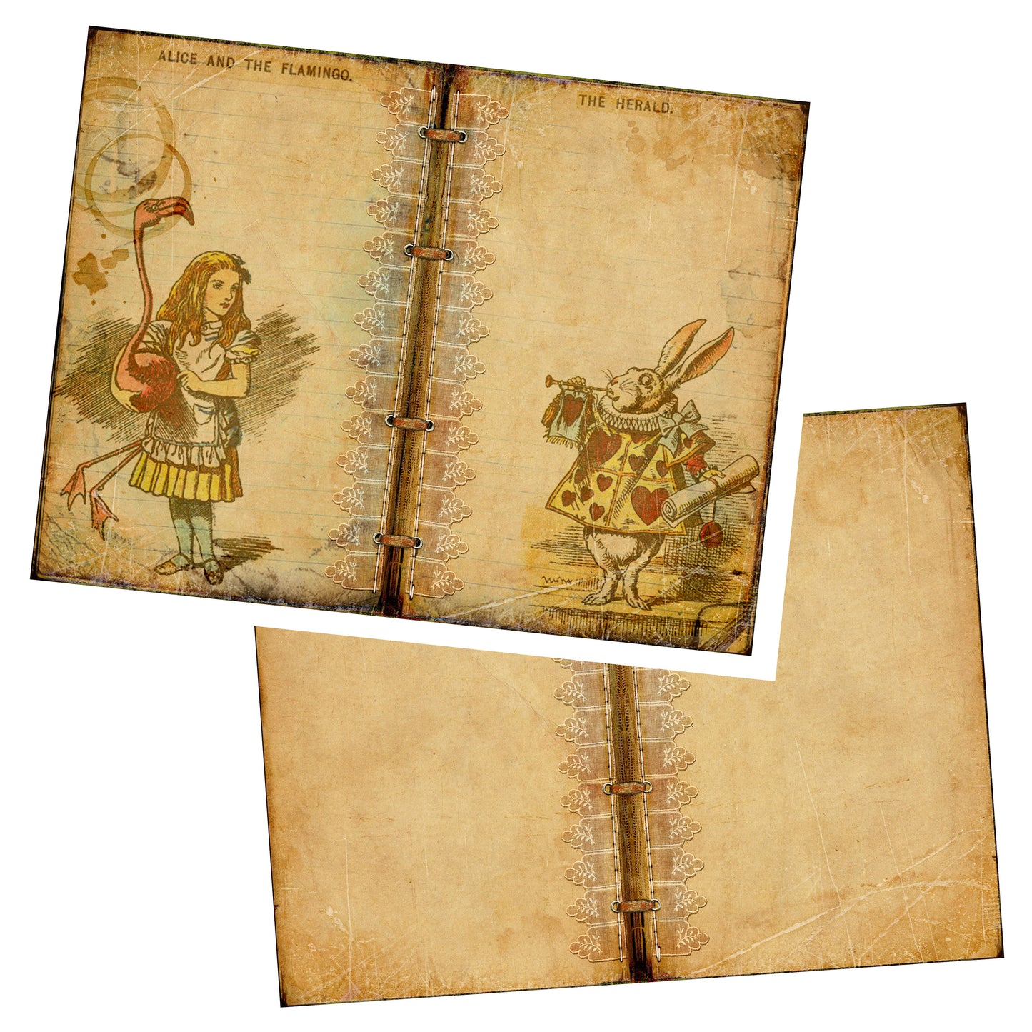 Alice in Wonderland Grunge Journal - 7094 - EZscrapbooks Scrapbook Layouts Journals