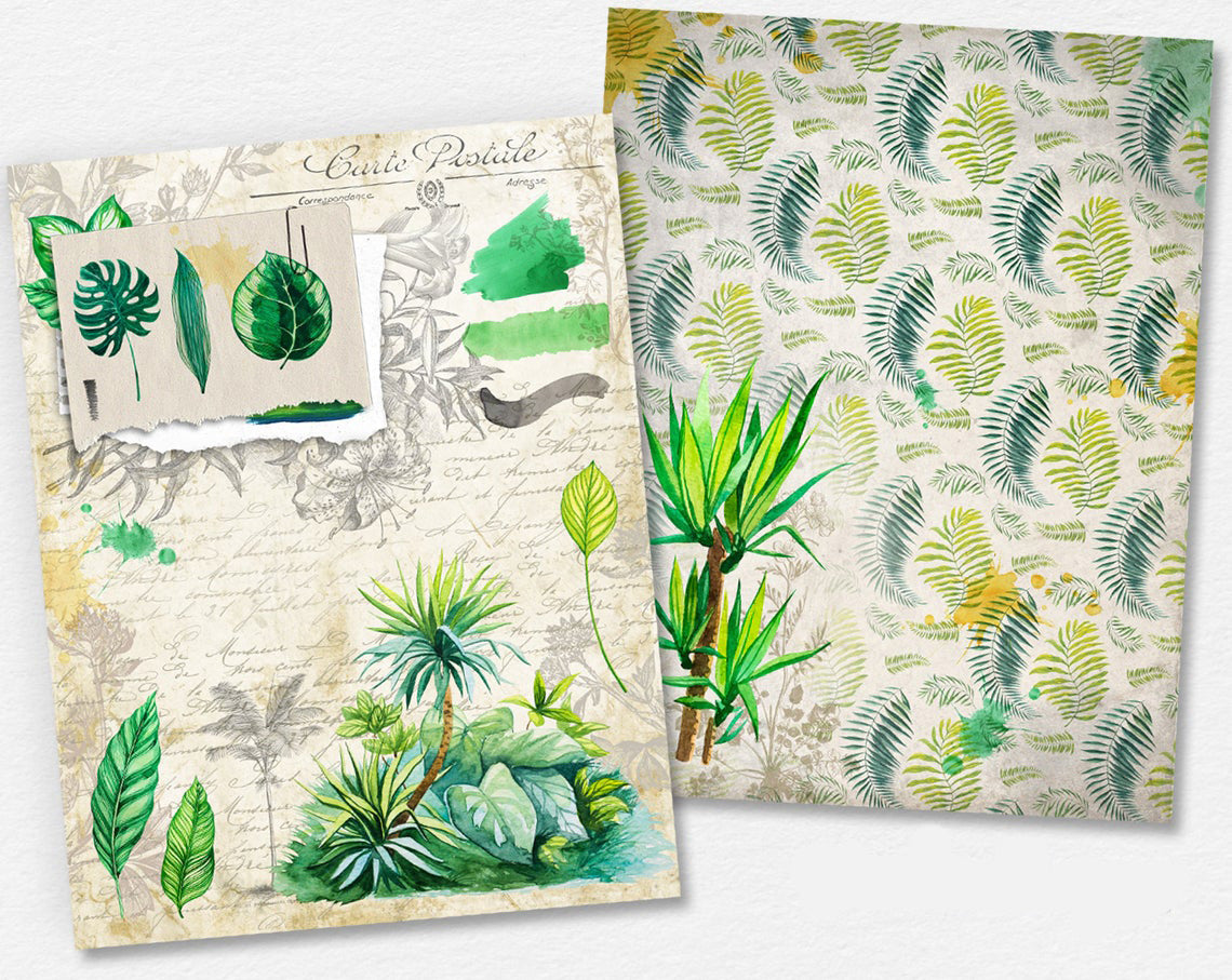 Tropical Plants Paper Pack - 7318 - EZscrapbooks Scrapbook Layouts Beach - Tropical, Journals, paper pack