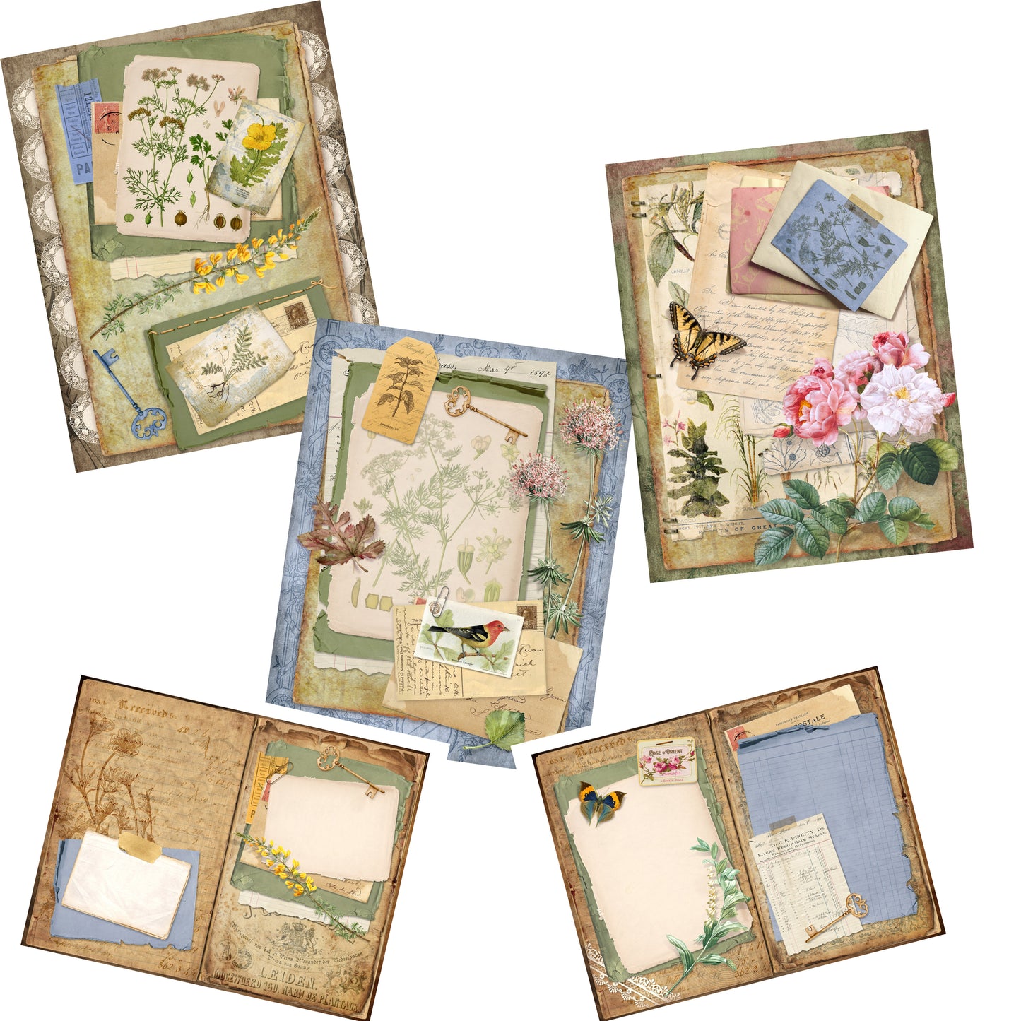 Botanical Compendium Junk Journal - 7144 - EZscrapbooks Scrapbook Layouts Journals