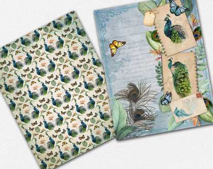 Proud Peacocks Paper Pack - 7337 - EZscrapbooks Scrapbook Layouts birds, Journals, paper pack