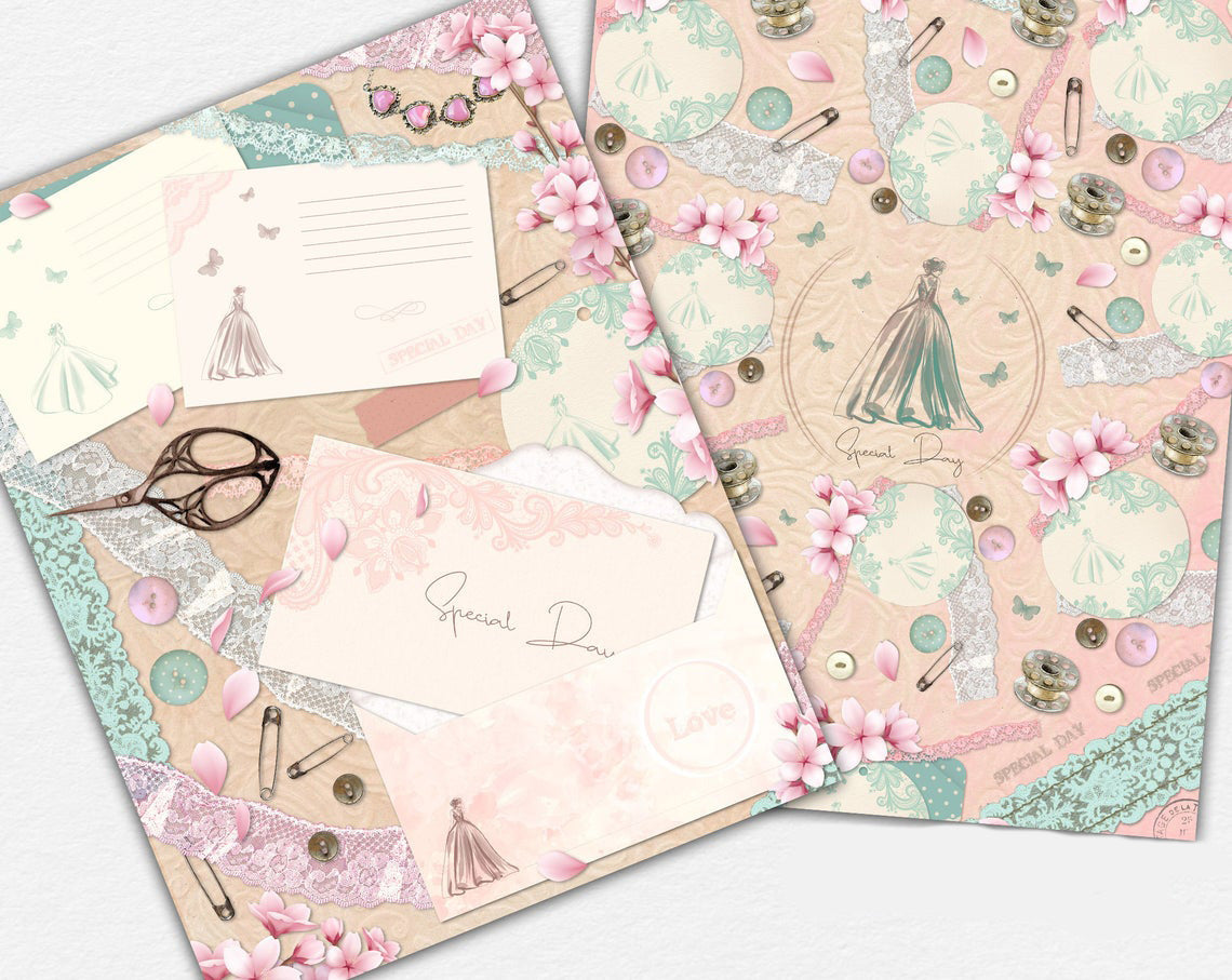 Lovely Lace Paper Pack - 7335 - EZscrapbooks Scrapbook Layouts Journals, paper pack, Sewing