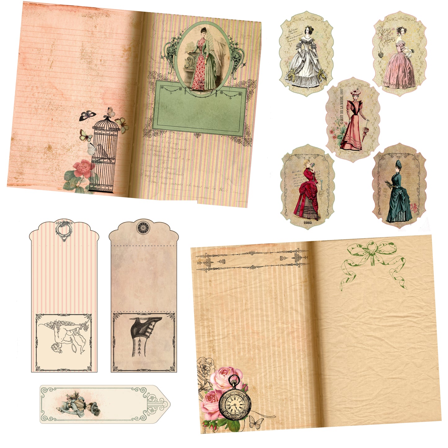 Vintage Lady Journal Kit - 7108 - EZscrapbooks Scrapbook Layouts Journals, Vintage