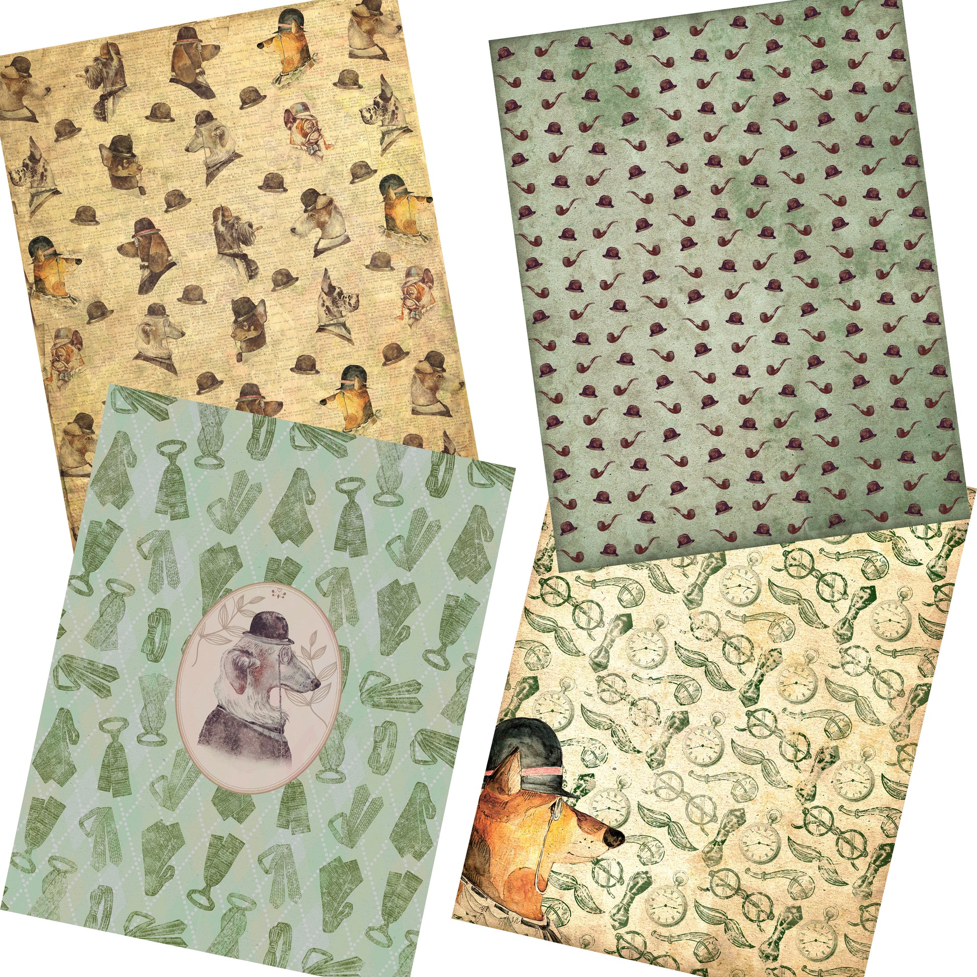 Gentleman Dogs Paper Pack - 7336 - EZscrapbooks Scrapbook Layouts dogs, Journals, paper pack