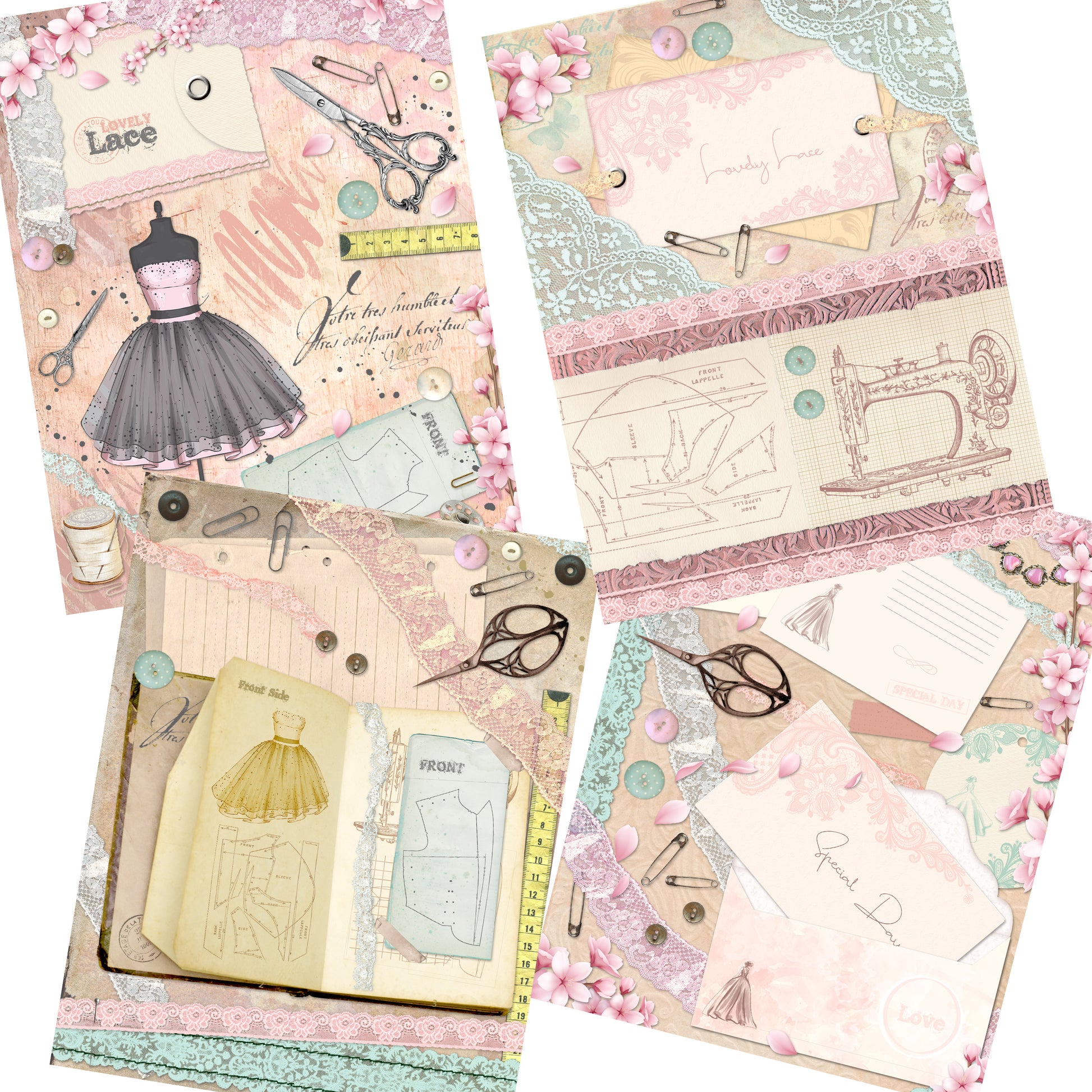 Lovely Lace Paper Pack - 7335 - EZscrapbooks Scrapbook Layouts Journals, paper pack, Sewing