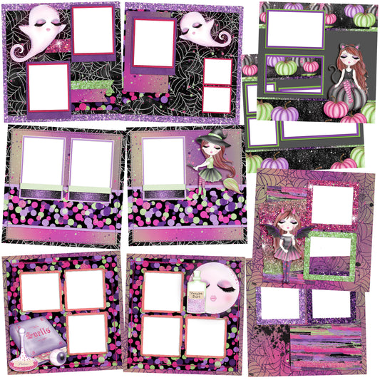 Fabulous Ghouls EZ Quick Pages -  Digital Bundle - 10 Digital Scrapbook Pages - INSTANT DOWNLOAD