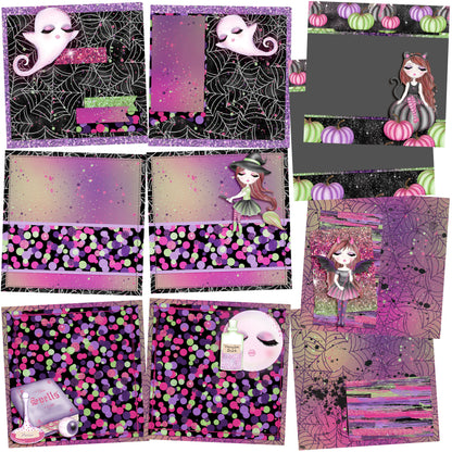 Fabulous Ghouls EZ Background Pages -  Digital Bundle - 10 Digital Scrapbook Pages - INSTANT DOWNLOAD