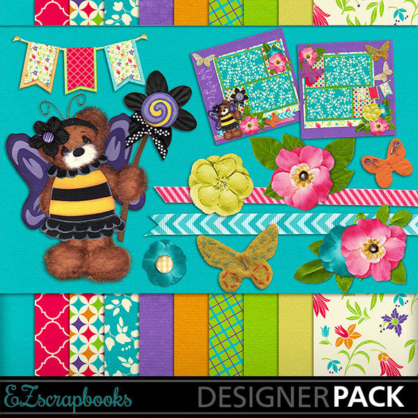 Fairy Bear Digital Kit - INSTANT DOWNLOAD - EZscrapbooks Scrapbook Layouts Girls, Kits