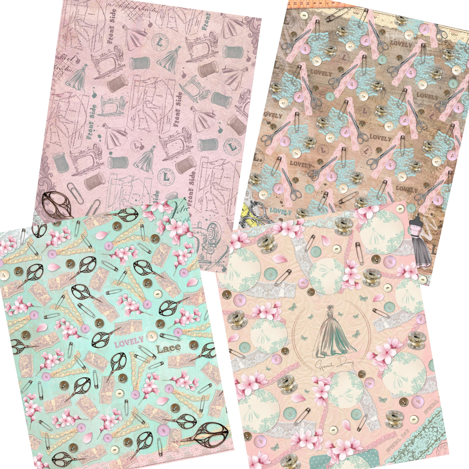 Lovely Lace Paper Pack - 7335 - EZscrapbooks Scrapbook Layouts Journals, paper pack, Sewing