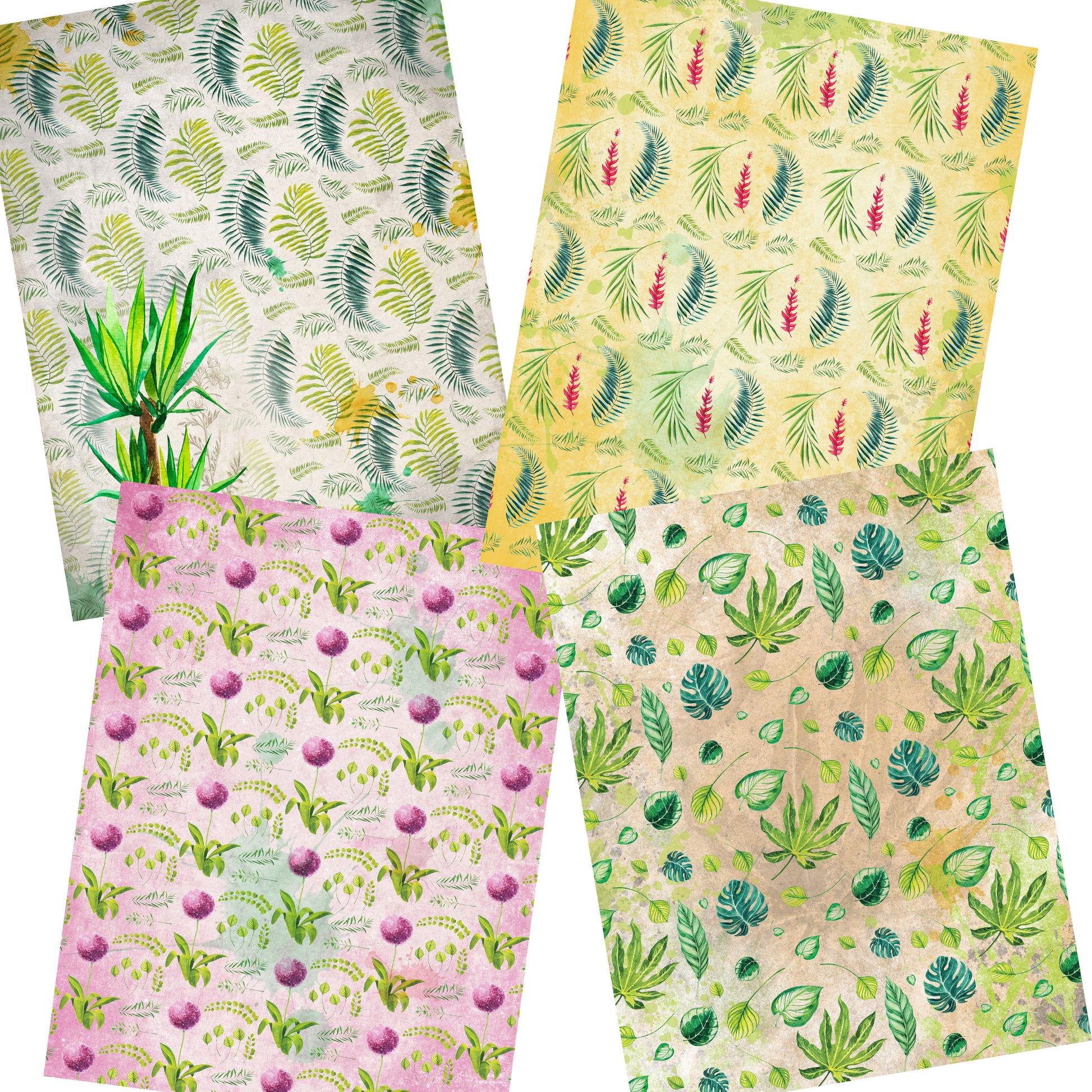 Tropical Plants Paper Pack - 7318 - EZscrapbooks Scrapbook Layouts Beach - Tropical, Journals, paper pack