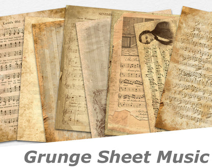 Grunge Sheet Music Paper Pack - 7319 - EZscrapbooks Scrapbook Layouts Journals, paper pack