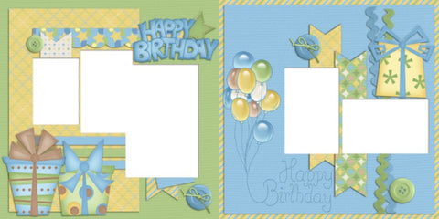 Happy Birthday Boy - Digital Scrapbook Pages - INSTANT DOWNLOAD - EZscrapbooks Scrapbook Layouts Birthday