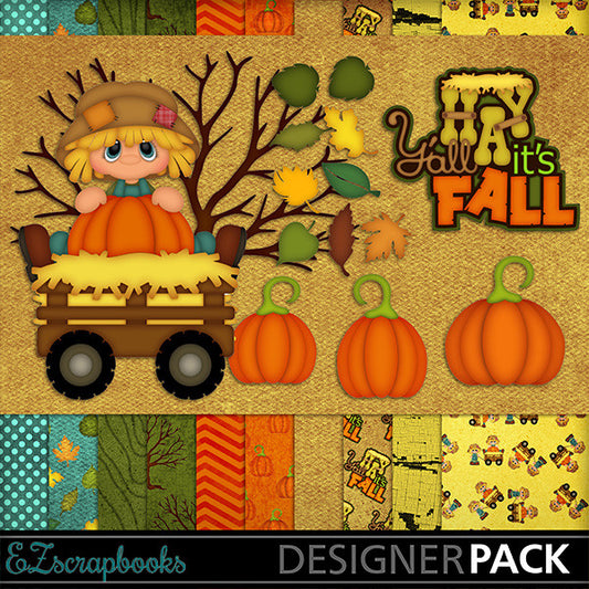 Hay Y'all Its Fall - Halloween - Digital Kit - INSTANT DOWNLOAD - EZscrapbooks Scrapbook Layouts Fall - Autumn, Kits