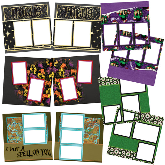 Hocus Pocus Halloween EZ Quick Pages -  Digital Bundle - 10 Digital Scrapbook Pages - INSTANT DOWNLOAD - EZscrapbooks Scrapbook Layouts Digital Bundle, Halloween