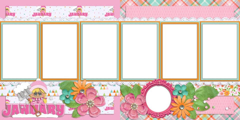 January - Digital Scrapbook Pages - INSTANT DOWNLOAD - EZscrapbooks Scrapbook Layouts Months of the Year, Winter