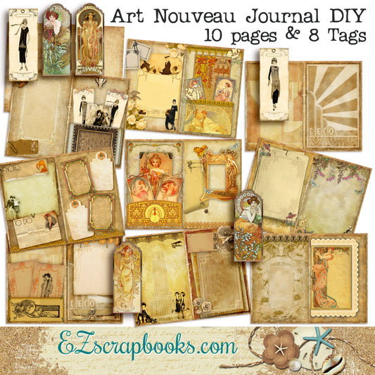 Art Nouveau Art Deco Journal DIY - 7088 - EZscrapbooks Scrapbook Layouts Journals