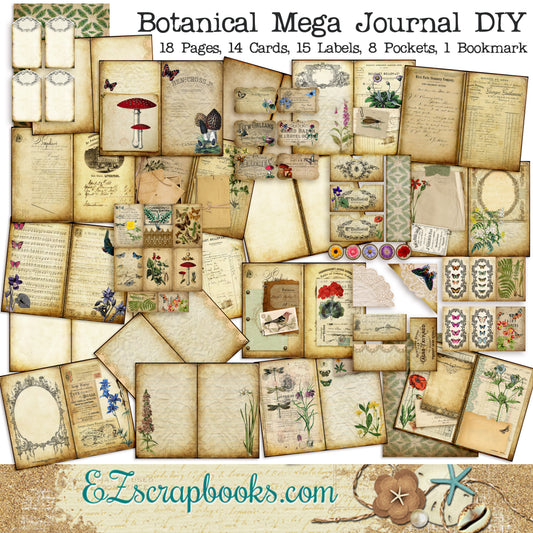 Mega Botanical Junk Journal DIY - 7089 - EZscrapbooks Scrapbook Layouts Journals