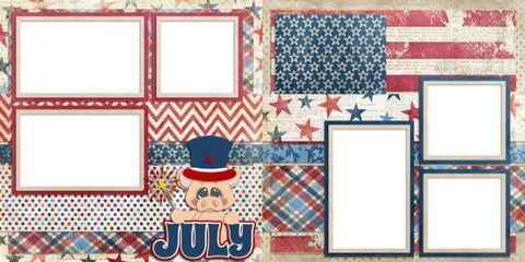 July - Digital Scrapbook Pages - INSTANT DOWNLOAD - EZscrapbooks Scrapbook Layouts July 4th - Patriotic, Months of the Year, Summer