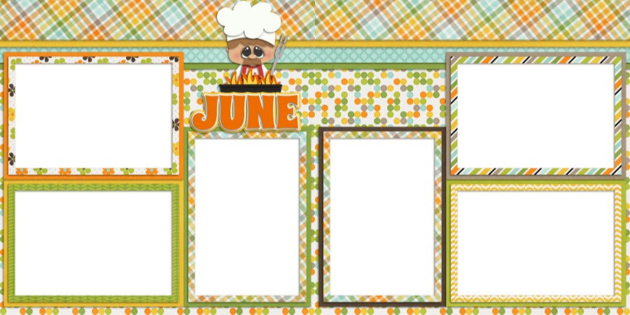 June - Digital Scrapbook Pages - INSTANT DOWNLOAD - EZscrapbooks Scrapbook Layouts Months of the Year, Summer