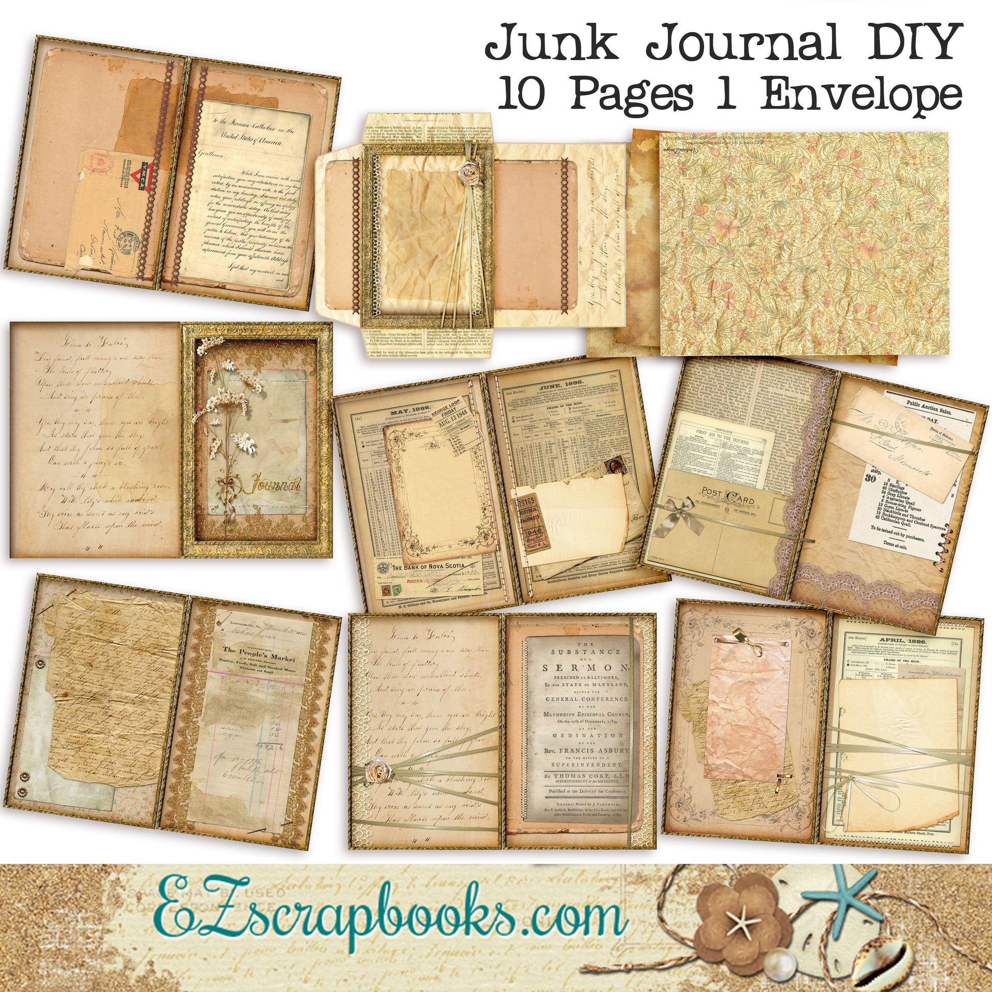 Junk Journal DIY Kit - 7011 - EZscrapbooks Scrapbook Layouts Journals