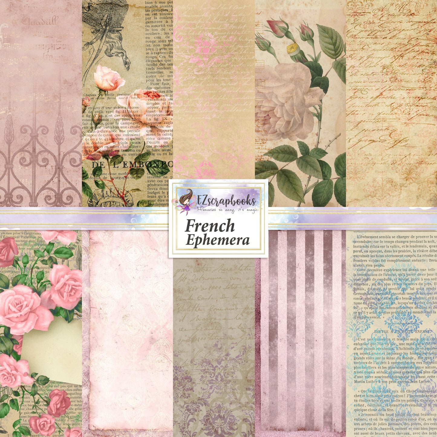 French Ephemera - Paper Pack - 8155