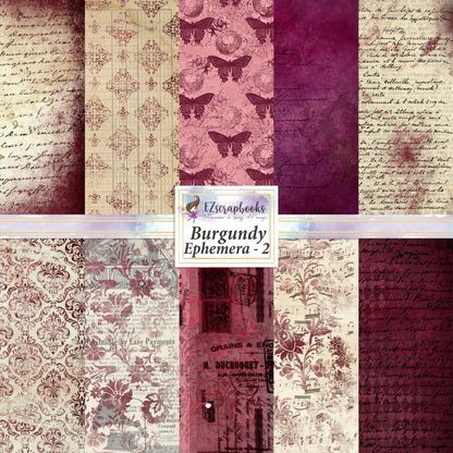 Burgundy Ephemera 2 - Paper Pack - 8151