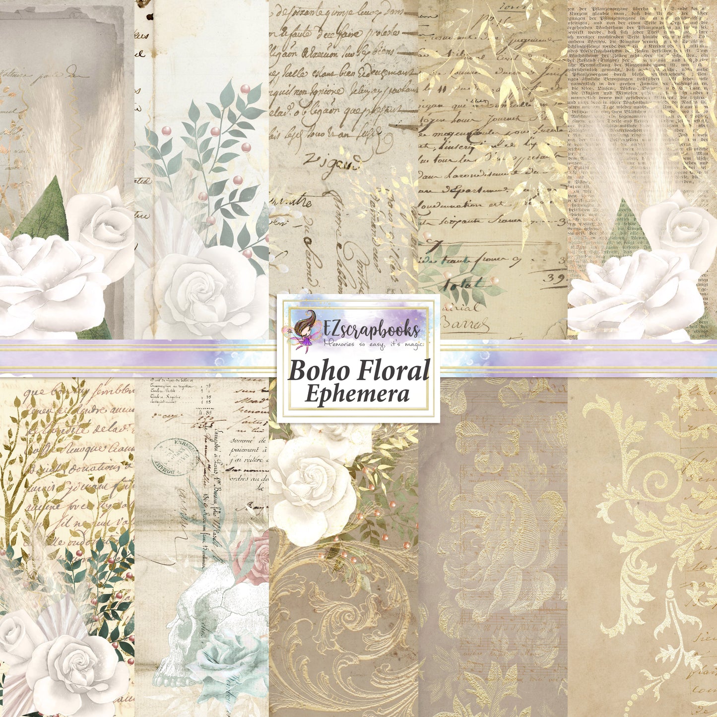 BoHo Floral Ephemera - Paper Pack - 8156