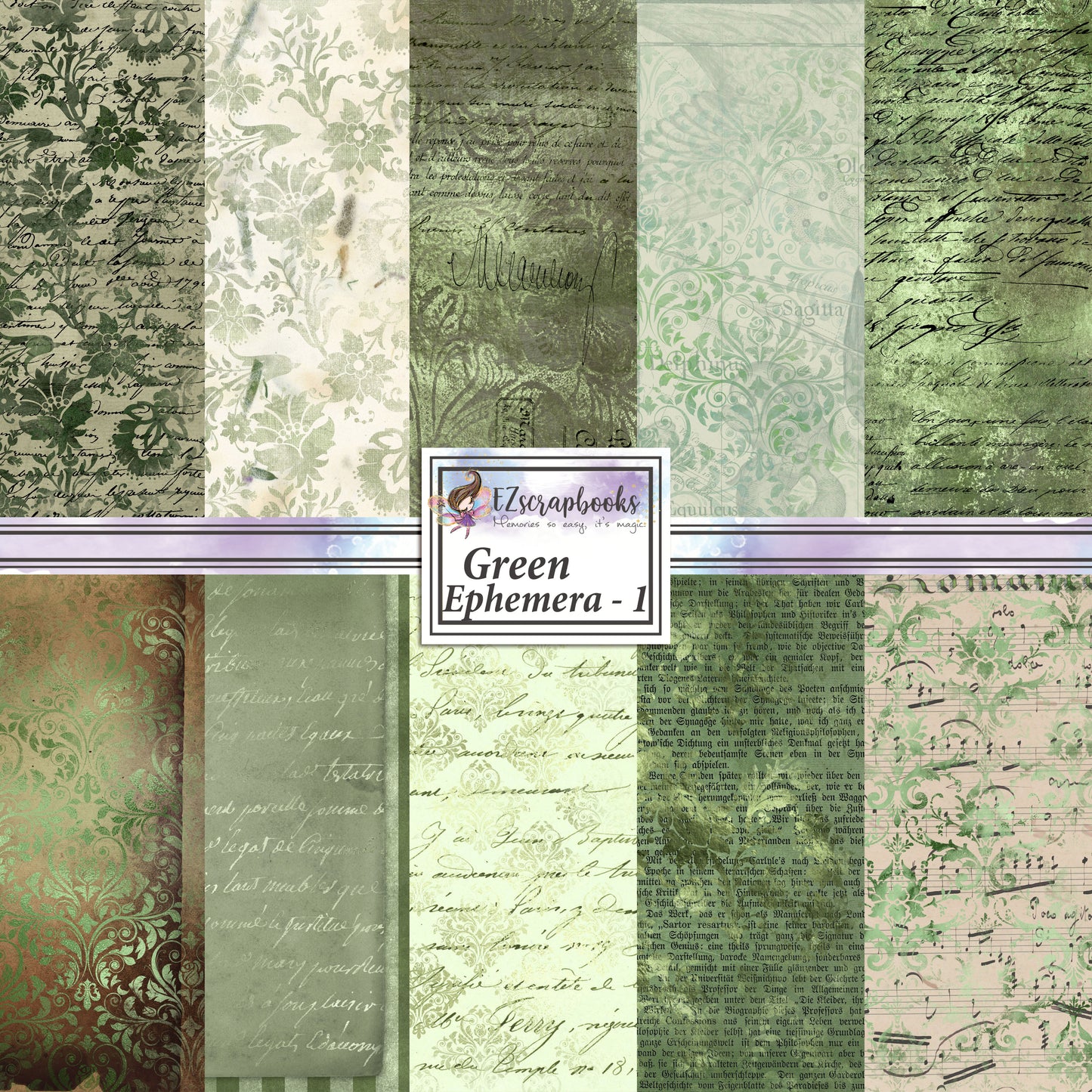 Green Ephemera 1 - Paper Pack - 8158