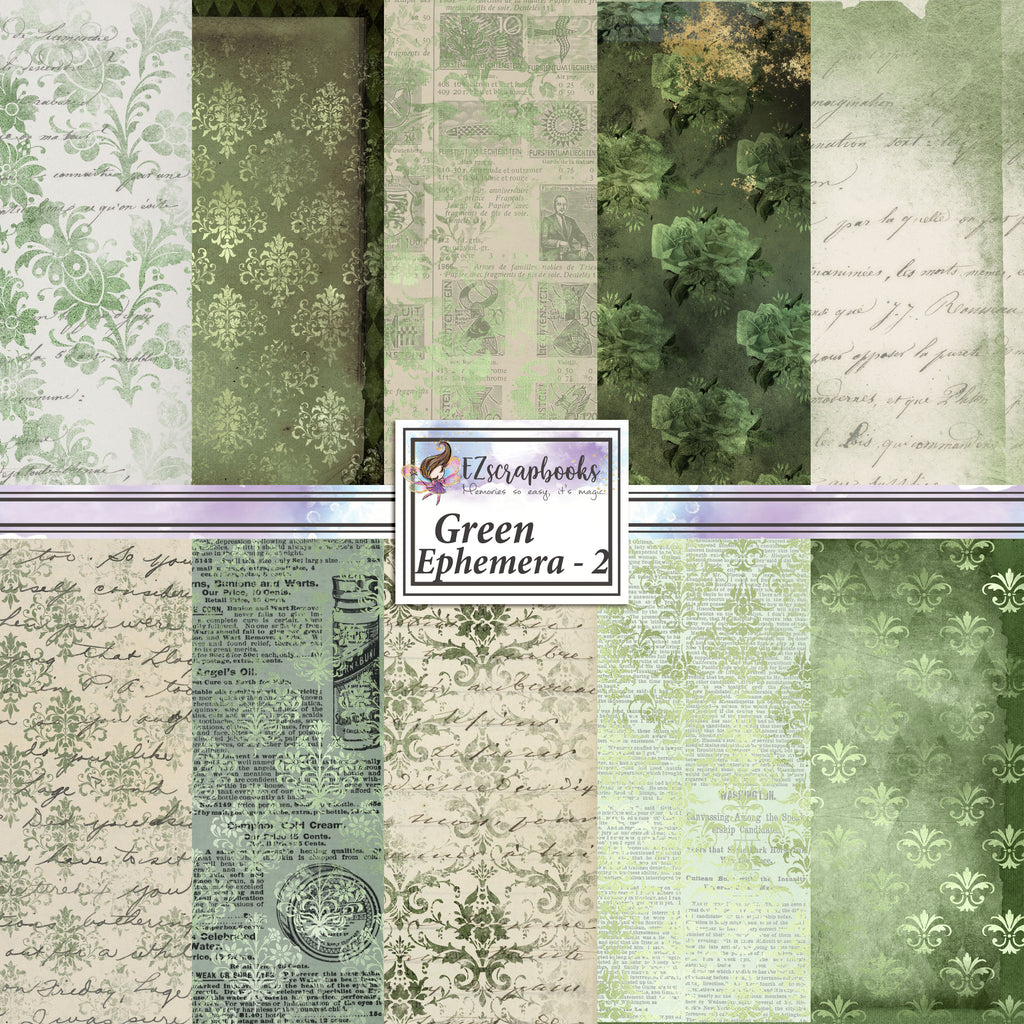 Green Ephemera 2 - Paper Pack - 8159 – EZscrapbooks