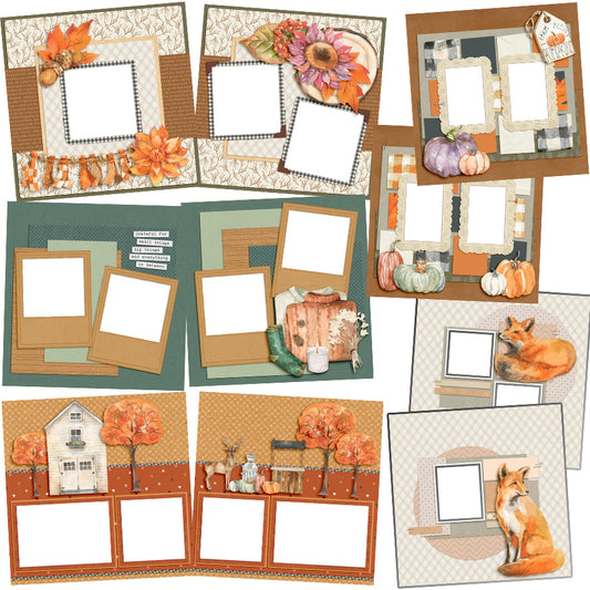 Cozy Autumn EZ Quick Pages -  Digital Bundle - 10 Digital Scrapbook Pages - INSTANT DOWNLOAD