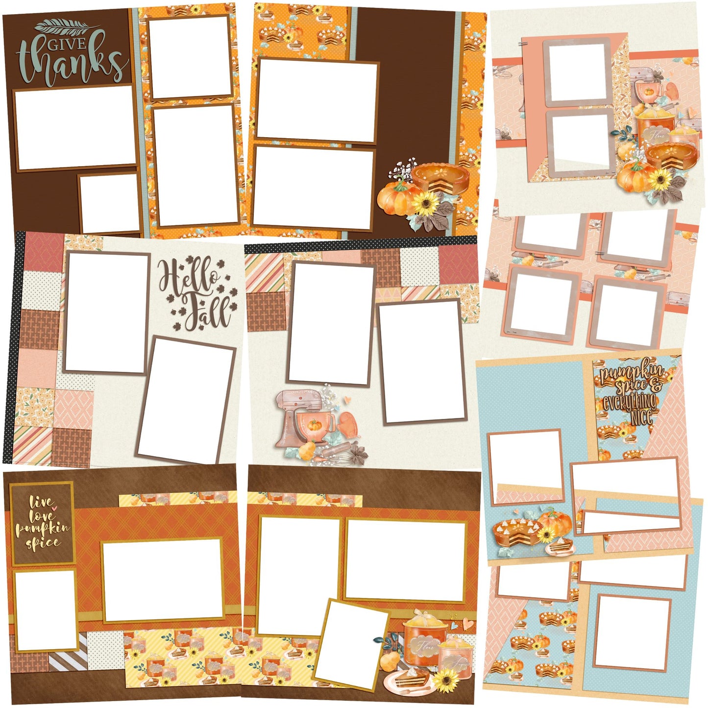 Thankful Kitchen EZ Quick Pages -  Digital Bundle - 10 Digital Scrapbook Pages - INSTANT DOWNLOAD