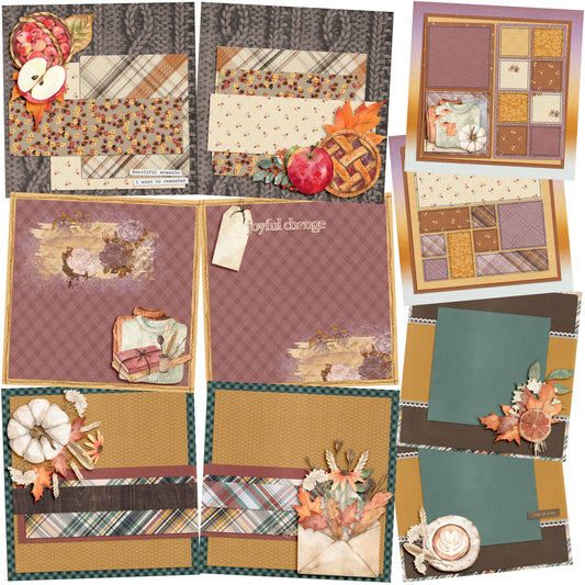Beautiful Moments of Fall EZ Background Pages -  Digital Bundle - 10 Digital Scrapbook Pages - INSTANT DOWNLOAD