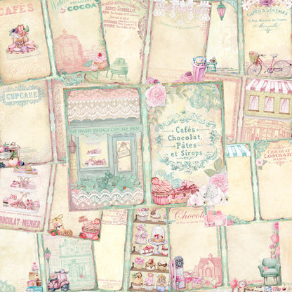 Shabby Vintage Cupcake Shop Mini Journal Pages - 7659