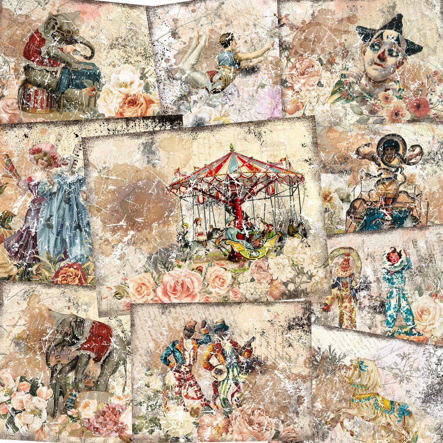 Distressed Vintage Circus Journal Pages - 7885