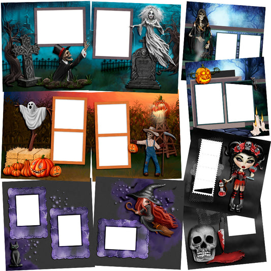 Halloween Haunts EZ Quick Pages -  Digital Bundle - 10 Digital Scrapbook Pages - INSTANT DOWNLOAD