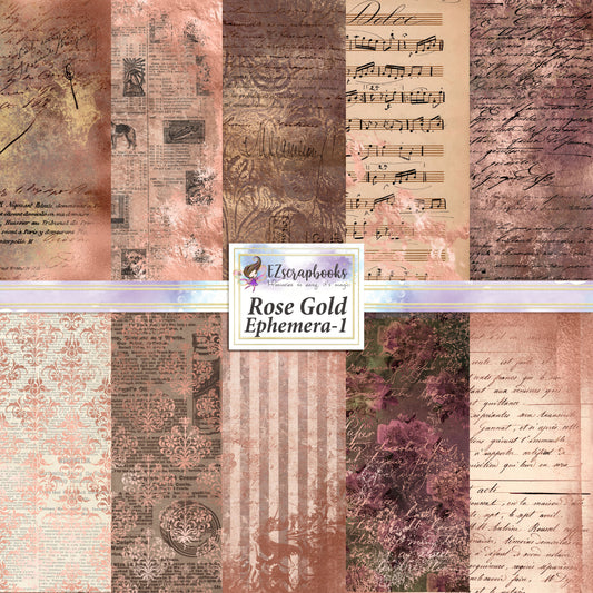 Rose Gold Ephemera 1 - Paper Pack - 8166