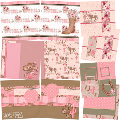 Little Cowgirl EZ Background Pages -  Digital Bundle - 10 Digital Scrapbook Pages - INSTANT DOWNLOAD