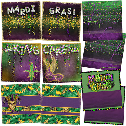 Mardi Gras Bling EZ Background Pages -  Digital Bundle - 10 Digital Scrapbook Pages - INSTANT DOWNLOAD