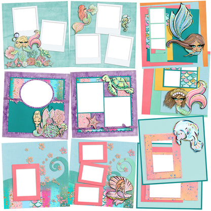 Mermaids EZ Quick Pages -  Digital Bundle - 10 Digital Scrapbook Pages - INSTANT DOWNLOAD