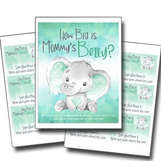 9133 - How Big is Mommy's Belly? Game - 30 People - Mint Green - EZscrapbooks Scrapbook Layouts Baby / Bridal Shower