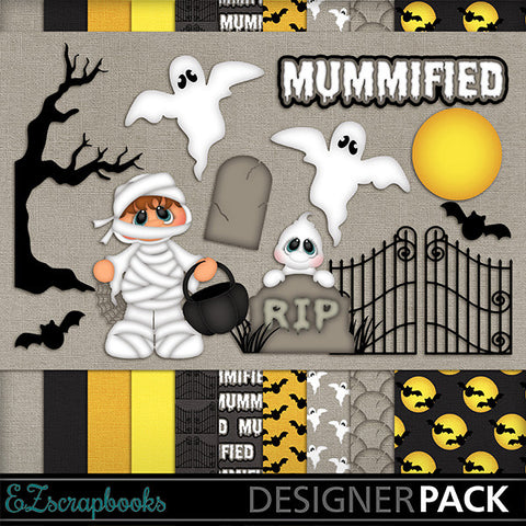 Mummified - Halloween - Digital Kit - INSTANT DOWNLOAD - EZscrapbooks Scrapbook Layouts Halloween, Kits