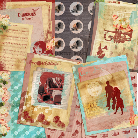 Vintage Music Paper Pack - 7194 - EZscrapbooks Scrapbook Layouts Journals