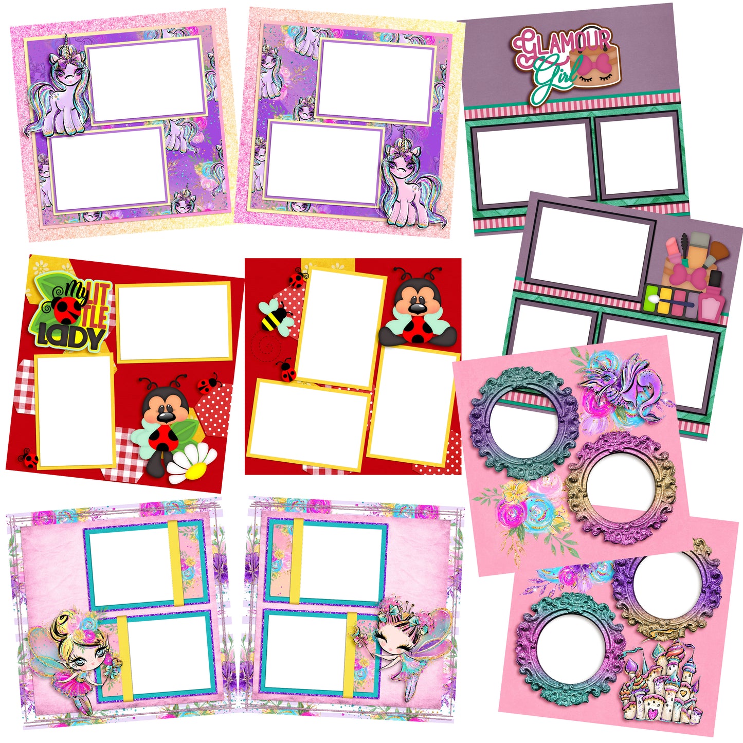 My Little Lady Quick Pages -  Digital Bundle - 10 Digital Scrapbook Pages - INSTANT DOWNLOAD - EZscrapbooks Scrapbook Layouts Digital Bundle, Girls