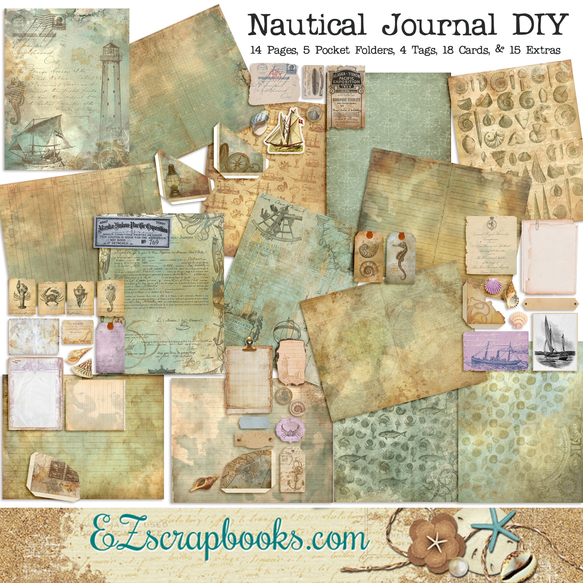 Nautical Journal - 7158 - EZscrapbooks Scrapbook Layouts Journals